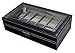 Sodynee 12 Mens Large Watch Box Black Pu Leather Display Glass Top Jewelry Case Organizer Box