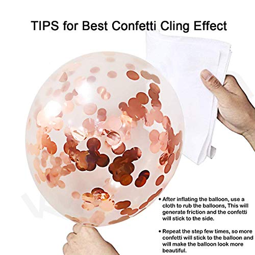 image for Hiquaty Rose Gold Confetti Latex Balloons, 50 pack 12 Inch White Heliu