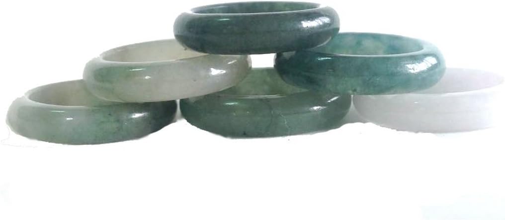 KARATGEM Mixed Color Jadeite Jade Ring 4-5 mm US Size 4.5-12