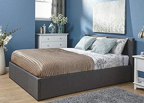 5ft End Lift Ottoman Silver Grey Kingsize Fabric End Lift up Storage Bed