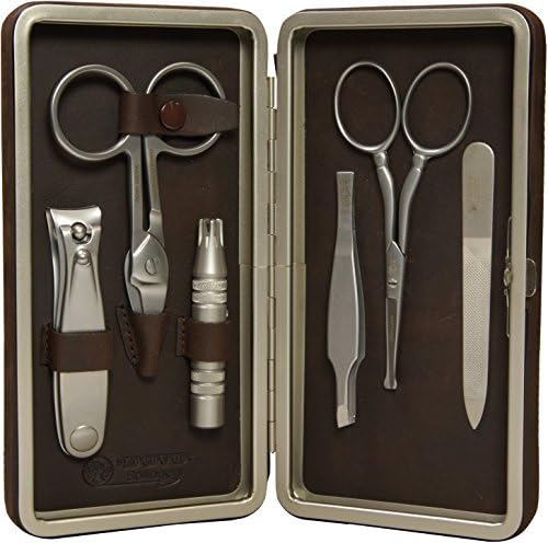 Dovo Premium Stainless Steel Grooming Set, Nail Clipper, Groomer, and Scissor, File, Tweezer, and Nose Scissor, Made in Germany