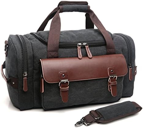 CrossLandy Canvas Gym Bag for Men Women Leather Overnight Bag Travel Carry on Duffel Sports Weekend Tote Bags 1 CrossLandy Canvas Gym Bag for Men Women Leather Overnight Bag Travel Carry on Duffel Sports Weekend Tote Bags