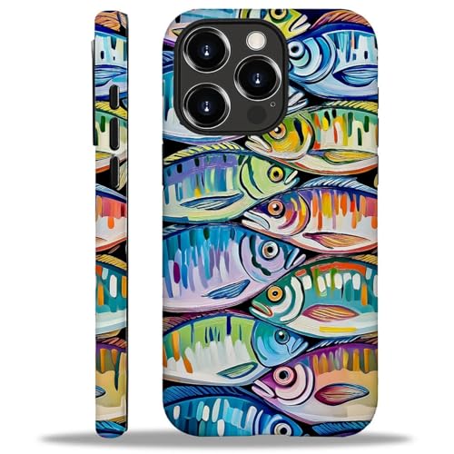 Zeggi Case for iPhone 15 Pro Max(Compatible with MagSafe),Soft TPU+Hard Acrylic 2-in-1 Matte Phone Cover for Men,Shockproof Anti-Scratch Protective Case for iPhone 15 Pro Max-Oil Painting Fish at Amazon