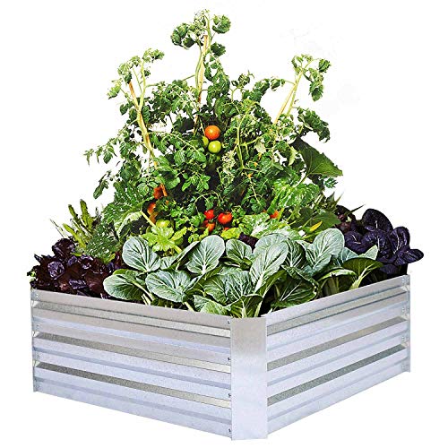 Galvanized Raised Garden Beds for Vegetables Metal Planter Boxes Outdoor Flower Bed Kit Steel Patio 3x3x1FT