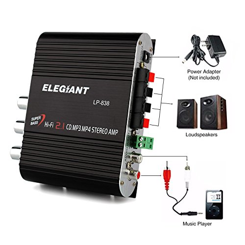 ELEGIANT 20W 12V Mini HiFi Amplifier Booster Radio MP3 Stereo with