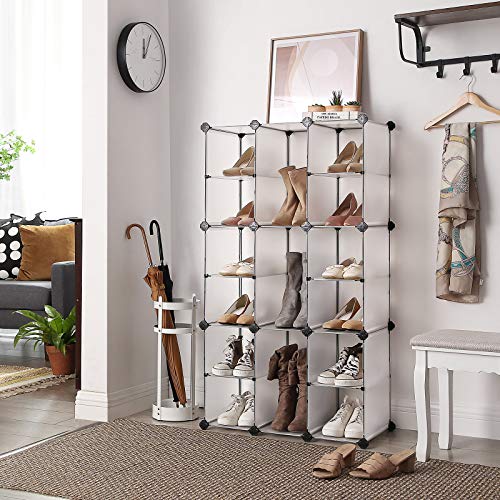 SONGMICS Shoe Rack, Interlocking Storage Organizer Unit, 20Slot