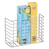 mDesign Farmhouse Metal Wire Wall & Cabinet Door Mount Kitchen Storage Organizer Basket Rack - Mount to Walls and Cabinet Doors in Kitchen, Pantry, and Under Sink - Chrome