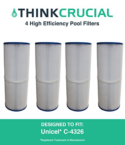 Think Crucial Replacement Pool Filter – Compatible with Unicel Part # C-4326, FC-2375, 25 – Fits Most Unicel, Filbur, Rainbow Dynamic – Bulk (4 Pack)
