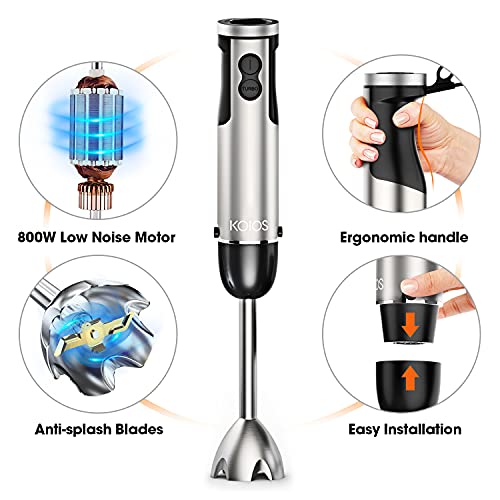 KOIOS Hand Blender,800W 12Speed 4in1 Multipurpose Immersion Blender