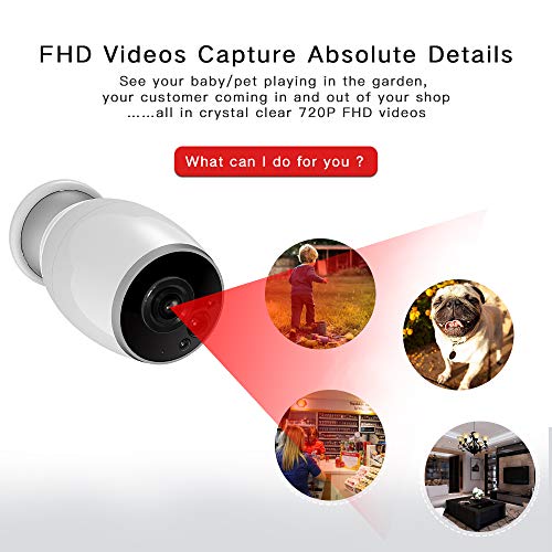 Wireless Camera Outdoor, SDETER 720P Battery Powered WiFi Security Cameras, Waterproof PIR Motion Detection, Night Vision, Cloud Service Long Standby