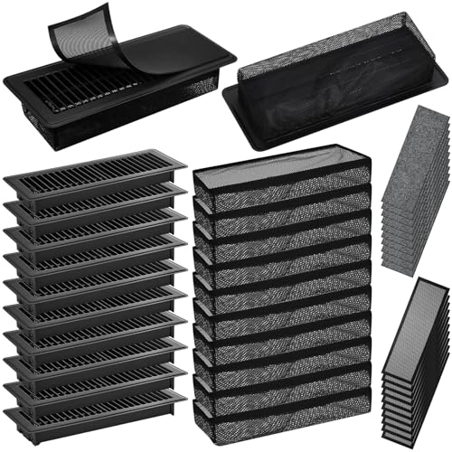 Photo 1 of Zonon 40 Pcs 4" x 12" Floor Register Set Include Metal Vent Covers for Home Air Registers Metal Magnetic Covers Register Cover Traps Vent Screen Mesh Filters for Wall Ceiling Floor(Black)