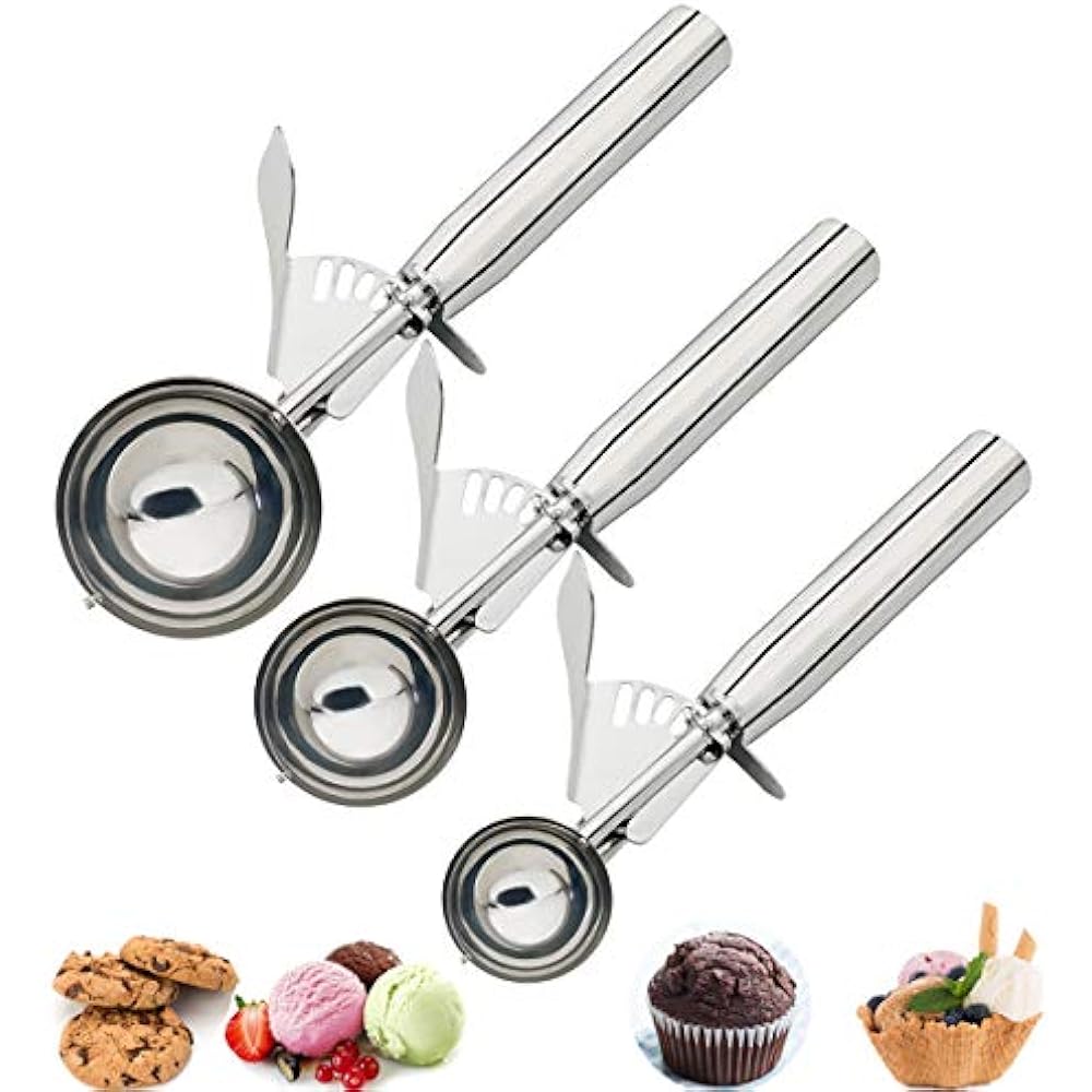 Cookie Scoops Set Of 3, Excellent 18/8 Stainless Steel Ice Cream Set