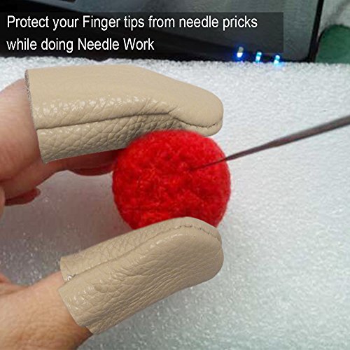 image for Heqishun Needle Felting Leather Finger Protector 3 Pairs(6 Pcs) Thumb 
