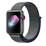 Yunsea Compatible for Apple Watch Band 38mm, New Nylon Sport Loop, with Hook and Loop Fastener, Adjustable Closure Wrist Strap, Replacement Band Compatible for iwatch, (38mm, Midnight Fog)