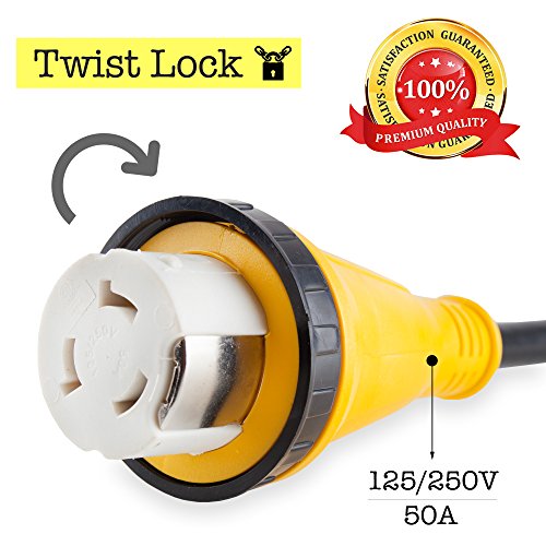 Proline Power 25 Foot 50Amp Heavy Duty RV Extension Cord with Twist Lock Connector and Easy Removal Handle, 125V/250V for Trailer, Camper, Motorhome