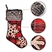 Ivenf Christmas Stockings, 4 Pcs 18 inches Burlap with Large Plaid Snowflake and Plush Faux Fur Cuff Stockings, for Family Holiday Xmas Party Decorations