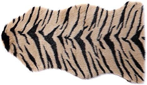 RugMall Pelt Shape Faux Fur Shaggy Rug 3 by 5 Feet Tiger Stripes