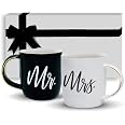 Mr & Mrs Mugs Set – Ceramic Couple Mugs 380ml, Wedding Anniversary, Engagement, Valentine’s Gift For Him & Her