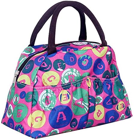 Ecokaki(TM) Cute Printed Polyester Lunch Box Luxury Women Lady Girl Cosmetic Makeup Bag Beach Bags Purse Satchel Handbag, Letter