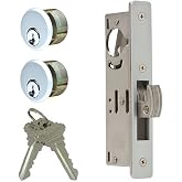 Summit Doorware Mortise Hook Bolt Lock Kit, MS1850S-X5X Series | Adams Rite Style Replacement with 2 Mortise Cylinders Trim Rings &amp; Keys, SC1 Keyway, 1-1/8" or 31/32"Aluminum Finish
