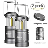 Camping Lantern, LED Lantern Lights with Magnetic Base 2 Pack Portable Camping Gear Collapsible COB Water Resistant Survival Kit for Emergency Hurricane (Grey-2 Pack)