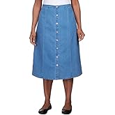 Alfred Dunner Women's Petite Paneled Full Length Denim Skirts (Medium Denim, 10P)