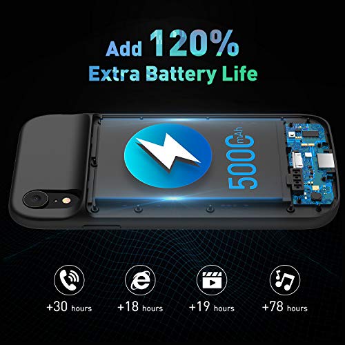 Lonlif Battery case for iPhone XR, 5000mAh Portable Charging Case Rechargeable Protective