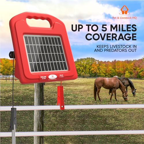 Solar Electric Fence Charger 5 Mile Solar Powered Energizer For