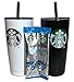 Holiday Starbucks Tumbler Gift Set Bundle With VIA Instant Sweetened Iced Coffee Packets, 20 oz, Black and White
