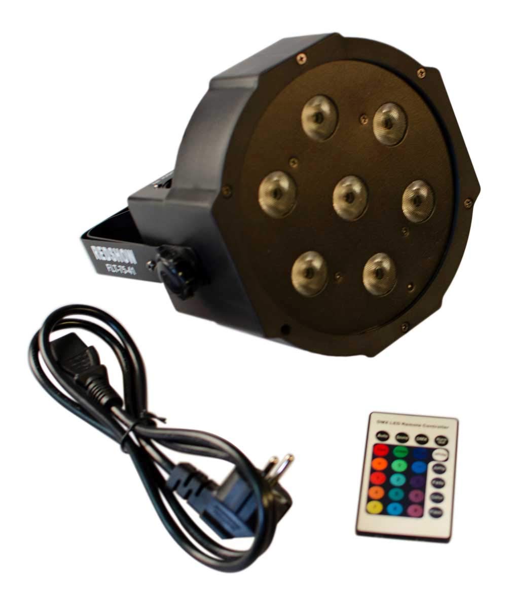 Redshow FLT-75-41 - Powerful flat LED parlampe with 7 pieces of 5 watt LEDs that are DMX or music controlled