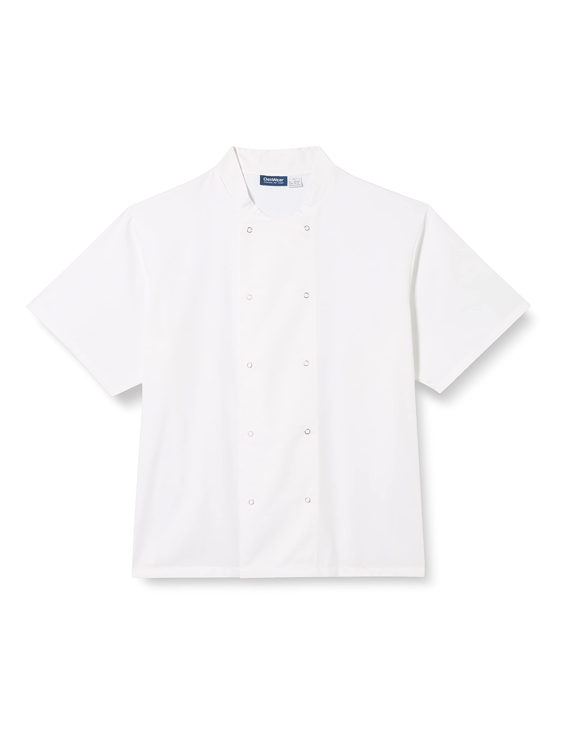 Genware NEV-NJ21-L Cool back Press Stud Jacket with Short Sleeve, Large, White