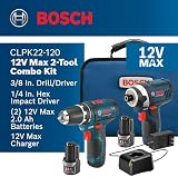 Bosch CLPK22-120 12V Max 2-Tool Combo Kit Drill Impact Driver Batteries Case view 2