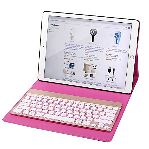 iPad Pro 12.9 Case with Keyboard, iEGrow F16S+ 7 Color Backlit Keyboard
