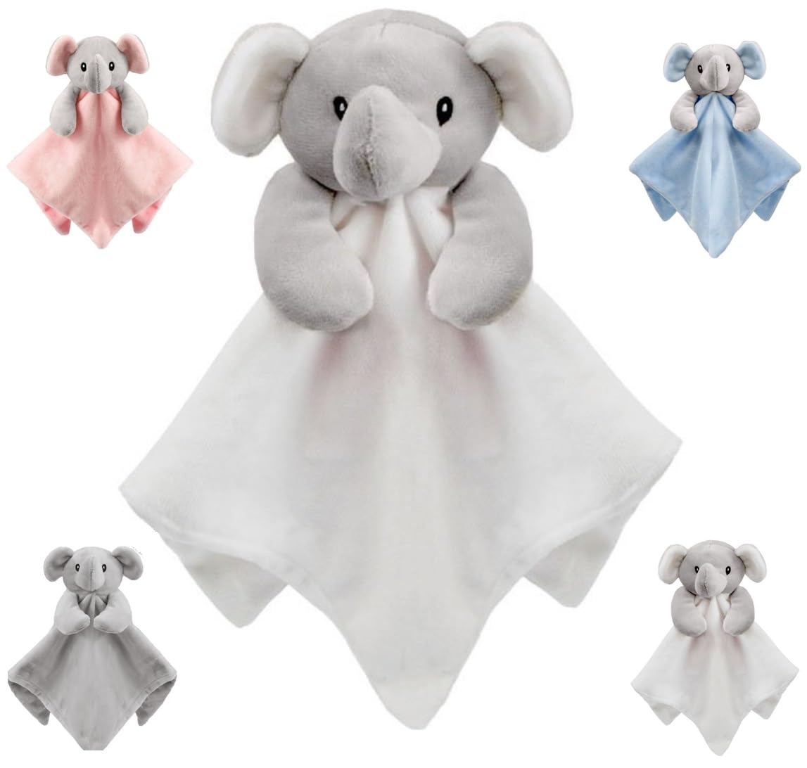 OnlyBee Baby Boys or Girls Elephant Snuggle Comforter Blanket (White, Baby)