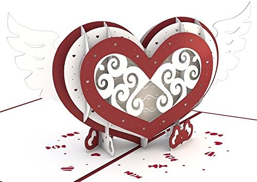 Lovepop Winged Heart Pop Up Card 3D Card Valentines Day Heart Card Love Card