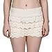 HDE Women's Lace Shorts Fitted Scallop Hem Crochet Mini Hot Pants (Cream, Large)