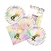 Unicorn Sparkle Theme Plates and Napkins Serves 16 With Birthday Candles