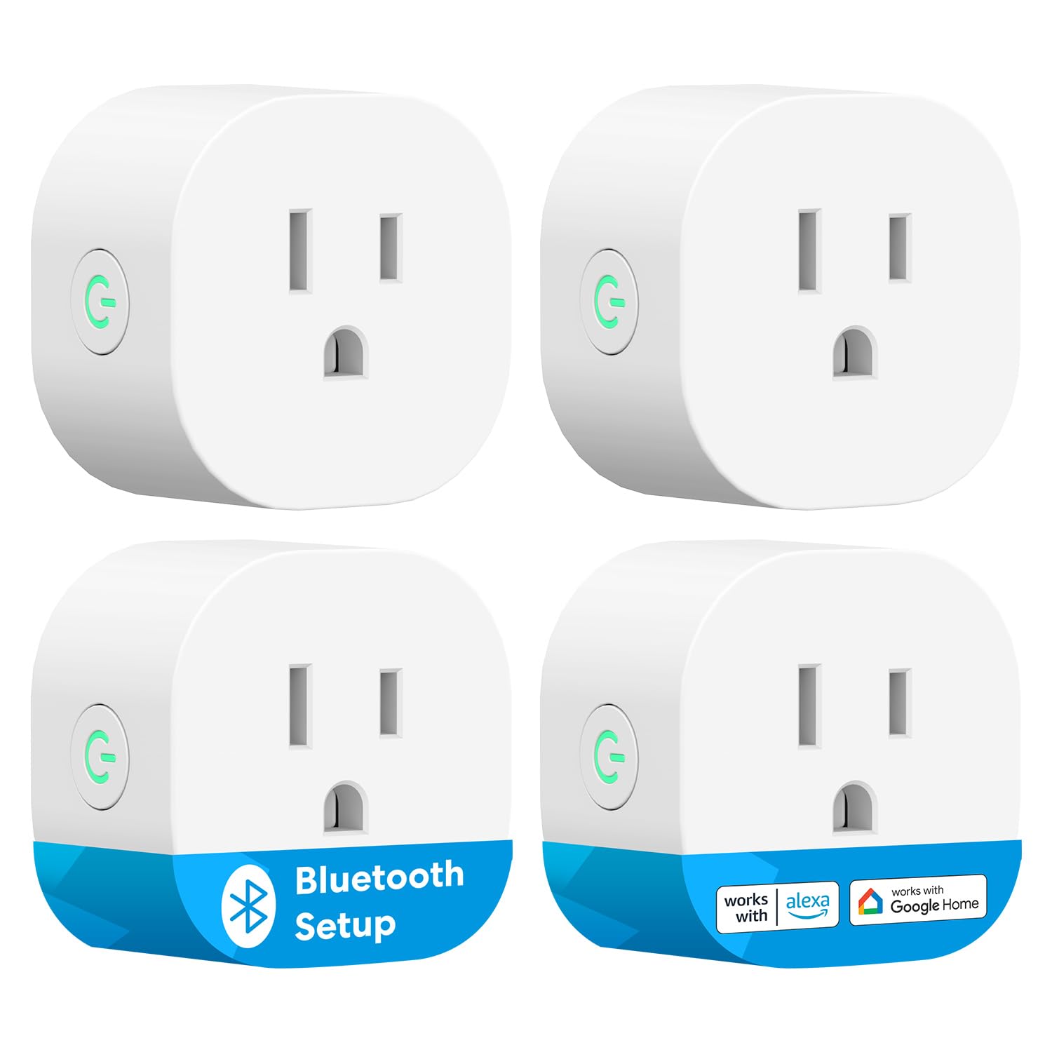 Photo 1 of Meross Smart Plug Mini, 15A WiFi Bluetooth Outlet Socket Compatible with Alexa, Google Assistant, Voice & App Remote Control, Timer, Offline Control, ETL FCC Certified 4 Pack, 2.4G Only
