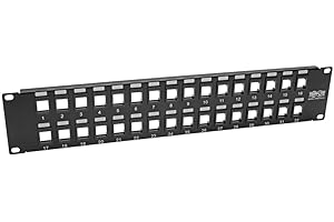 Tripp Lite 32-Port Keystone Blank Patch Panel RJ45, USB, HDMI, Cat5e / Cat6 Rackmount Unshielded 2URM TAA (N062-032-KJ)