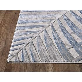 Abani 5'3" X 7'6" Blue Grey & Beige Floral Palm Leaf Pattern Area Rug Rugs - Nova Collection Modern Eclectic Style Accent Rug 51Khn23XqyL
