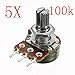 5Pcs 200V 0.2W 100K Ohm Potentiometers Single Linear