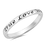 True Love Waits Heart Script Ring .925 Sterling