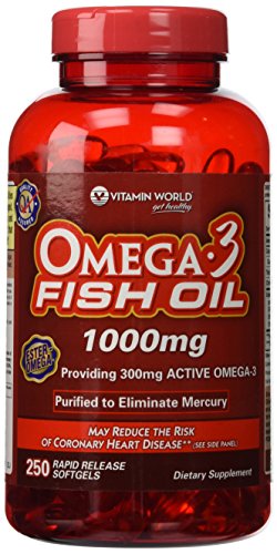 Vitamin World Omega-3 Fish Oil 1000 Mg., 250 Softgels (250) Vitamin World Omega-3 Fish Oil 1000 Mg., 250 Softgels (250)