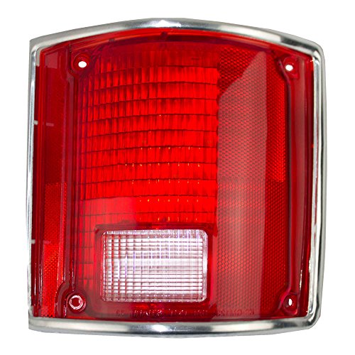 Passengers Taillight Lens with Chrome Trim Replacement for Chevrolet GMC Pickup Truck SUV 5968330