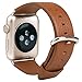 JSGJMY Apple Watch Band 38mm Leather Strap Replacement Watchbands for iWatch Series 3/Series 2/Series 1/Edition/Sport(Light Brown+Golden Clasp)