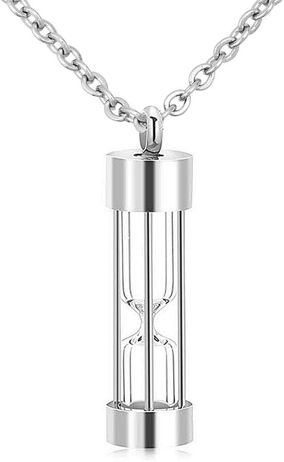 UNIQUEEN Cremation Hourglass Urn Necklace - Memorial Ashes Keepsake Pendant Ash Jewellery
