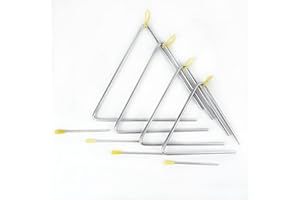 LOONELO Musical Triangle Instruments Set, Hand Percussion Triangles Musical Instrument with Striker for Music Enlightenment,7,8,9,10 inch (Silver-7-8-9-10inch)