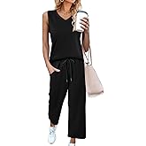 CHICZONE Two Piece Summer Sets for Women Casual Travel Vacation Outfits Wide Leg Crop Pants Lounge Sets