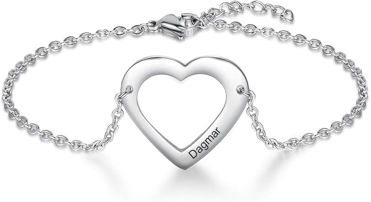 Personalisierte Freundschafts Armband Silber Damen Herz Armbänder mit