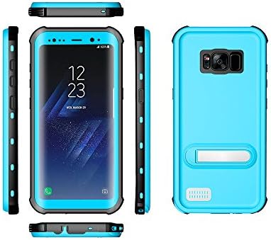 Samsung Galaxy S8 Waterproof Case, Premium Full Sealed Underwater Protective Shockproof Dirt-proof Snow-proof Case with Kickstand Cover for Galaxy S8 2017 Release, Retail Package (Light Blue)